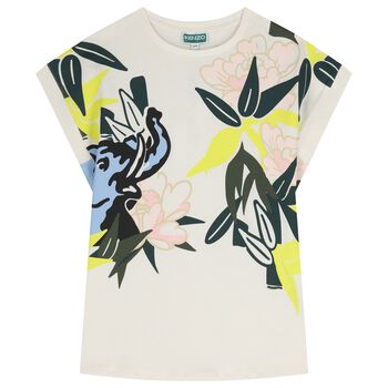 Girls Ivory Elephant Jungle Dress 