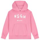 Girls Pink Logo Hooded Top, 5, hi-res