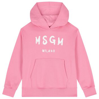Girls Pink Logo Hooded Top