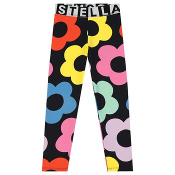 Girls Black Floral Leggings