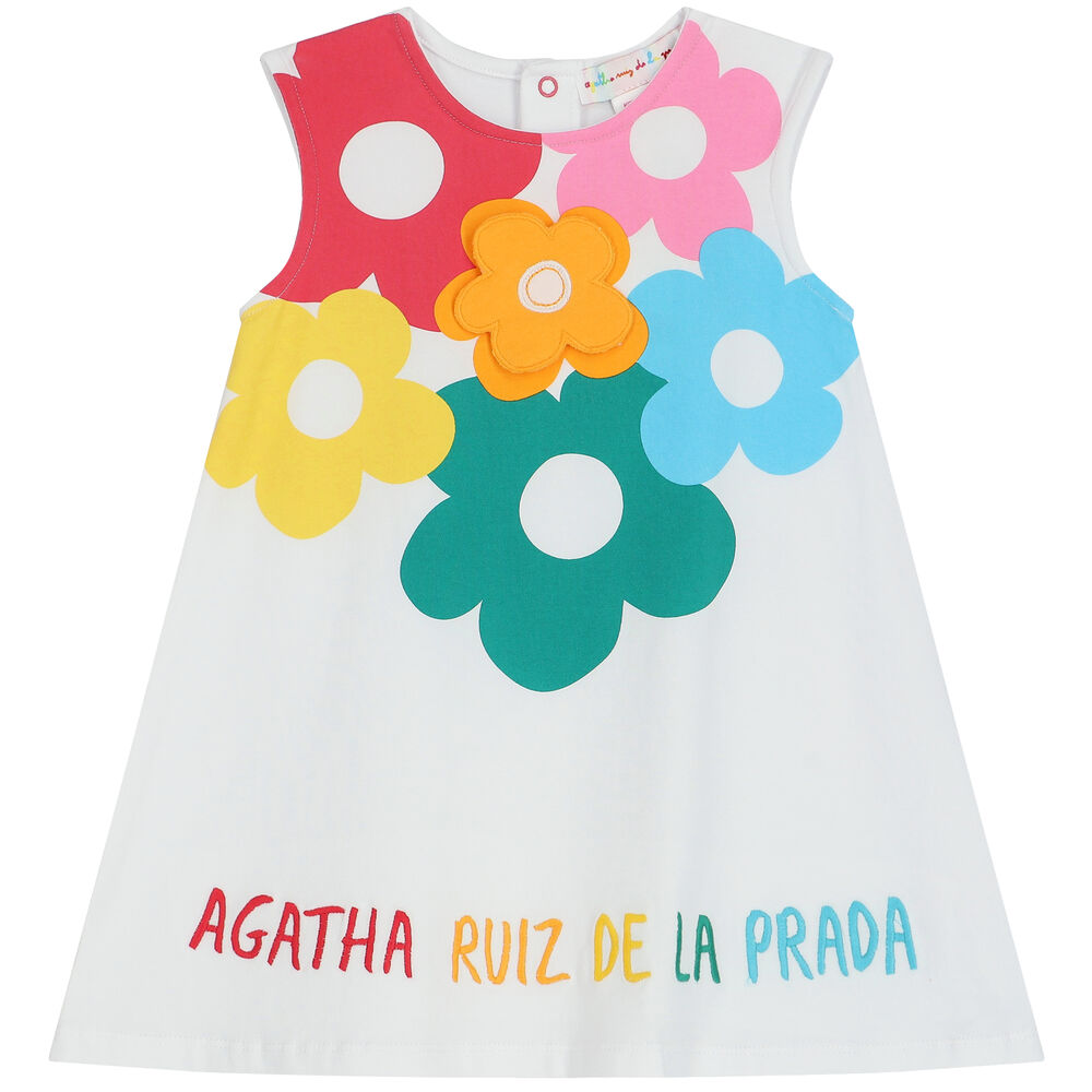 Agatha Ruiz De La Prada Girls White Floral Dress | Junior Couture USA
