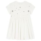 Girls White Embellished Dress, 1, hi-res