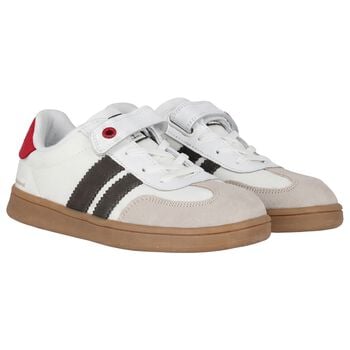 Boys Ivory & Red Trainers