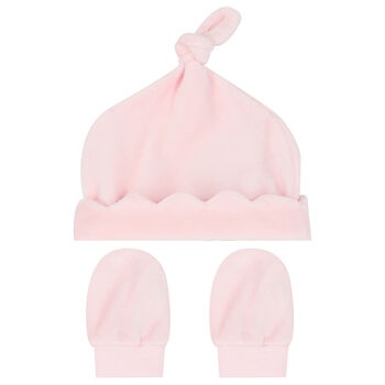 Baby Girls Pink Hat & Mitten Set
