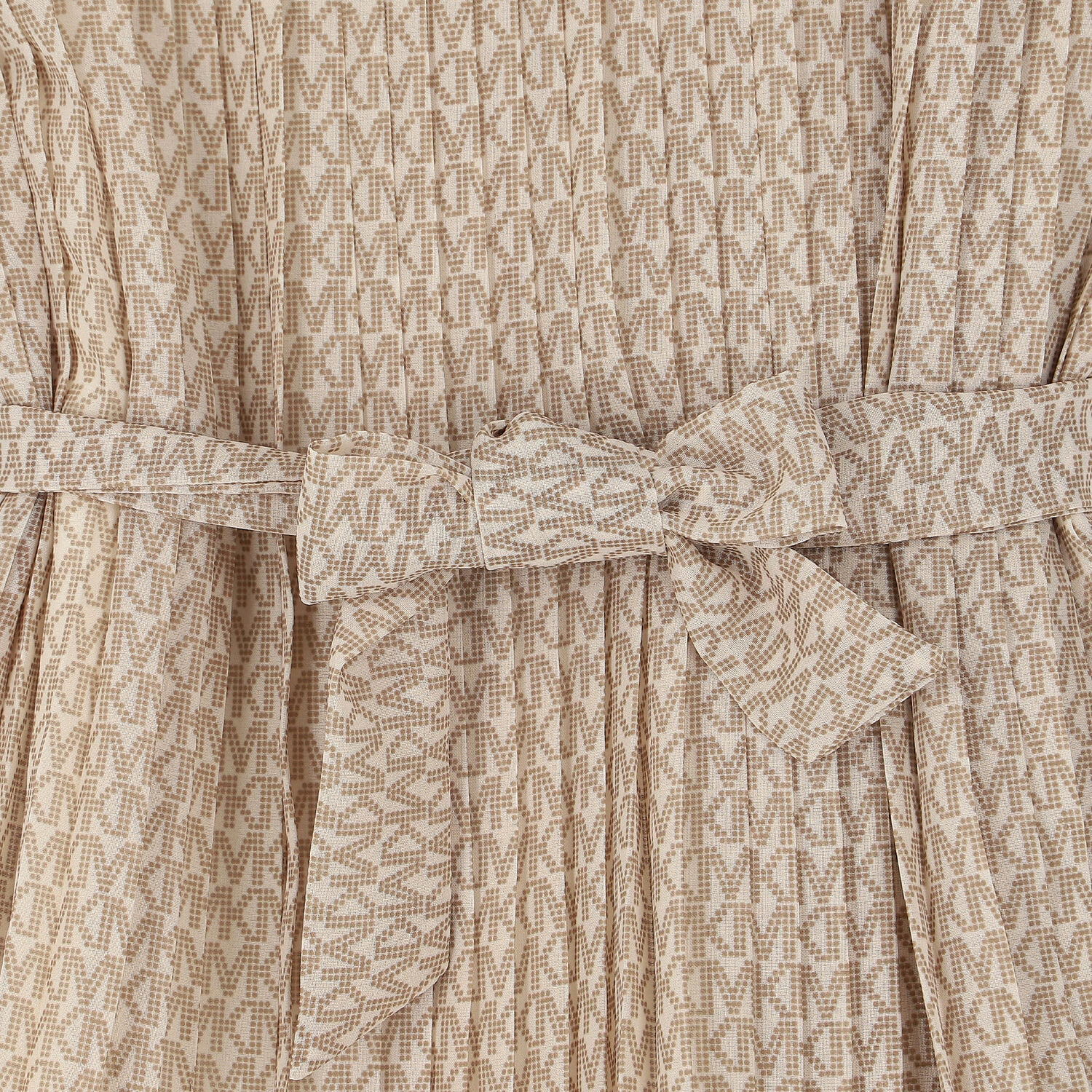 فستان شيفون بطيات بالشعار باللون العاجي, 1, hi-res