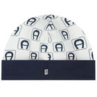 White & Navy Blue Logo Baby Hat, 1, hi-res