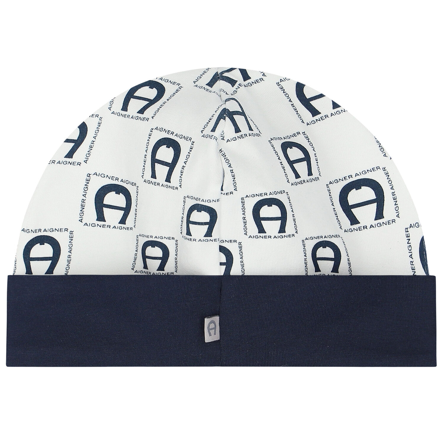 White & Navy Blue Logo Baby Hat, 1, hi-res