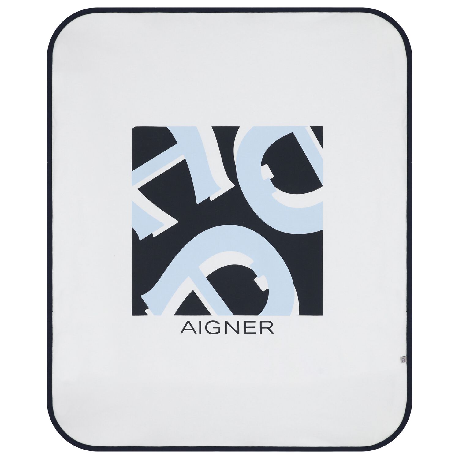 Baby Boys White & Navy Blue Logo Blanket, 2, hi-res image number null