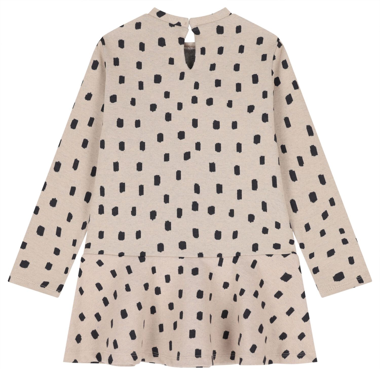 Girls Beige & Black Spot Dress Set, 2, hi-res