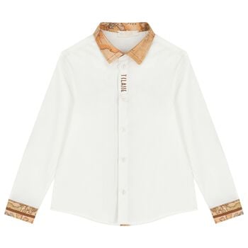 Boys White Geo Map Shirt