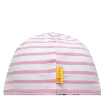 قبعة مخططة باللون الوردي والأبيض للبنات