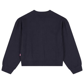 Girls Navy Blue Sequin Knitted Cardigan