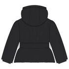 Girls Black Logo Padded Puffer Jacket, 1, hi-res
