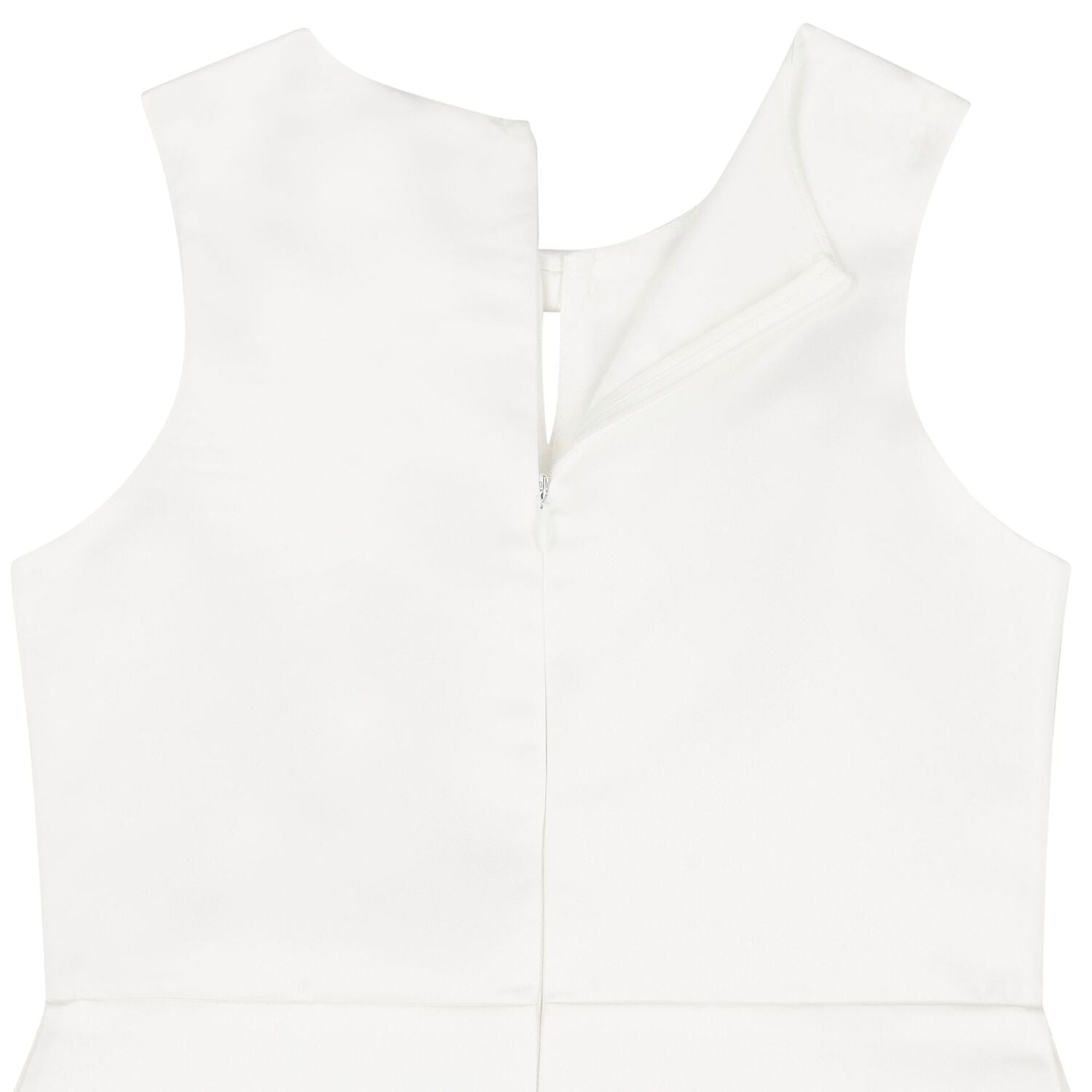Girls White Bow Satin Dress, 1, hi-res