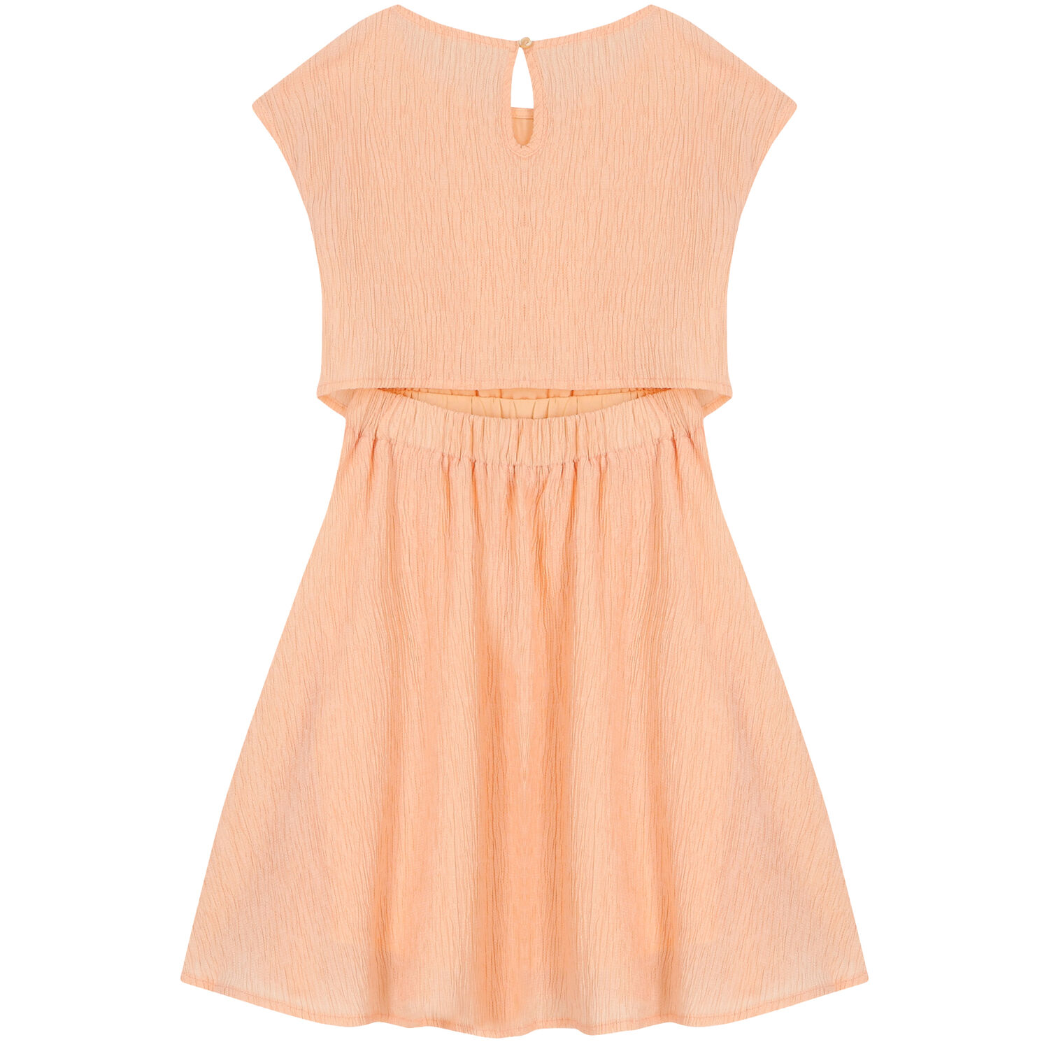 Girls Coral Crinkle Flared Dress, 1, hi-res image number null