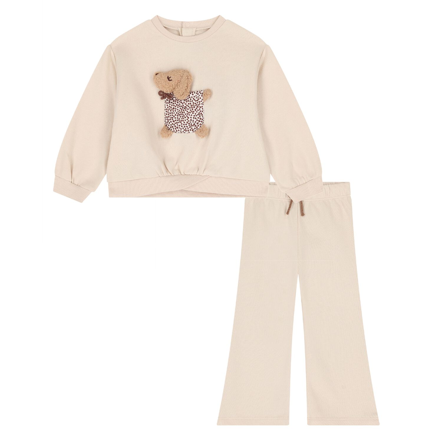Younger Girls Beige Dog Tracksuit, 2, hi-res
