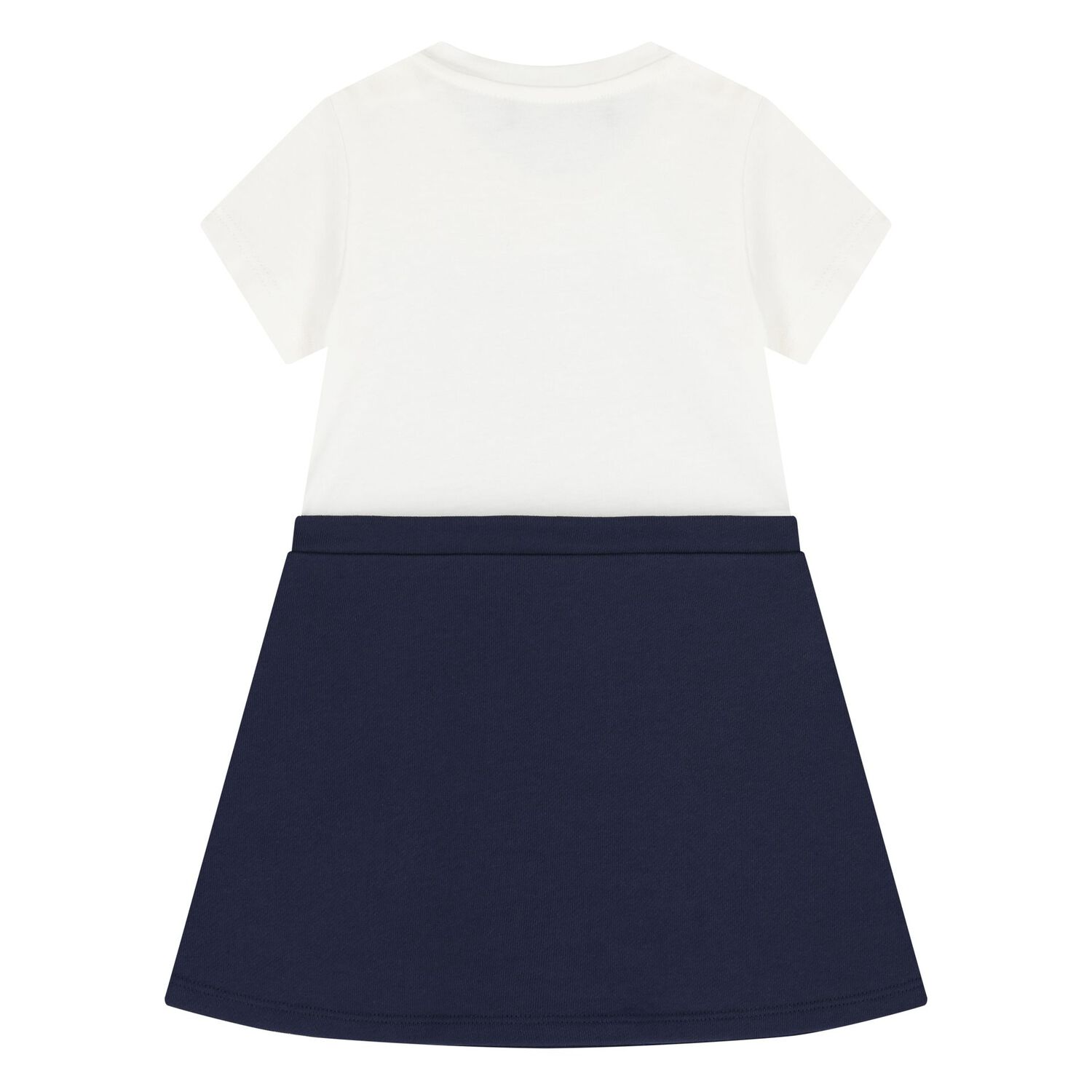 Younger Girls White & Navy Blue Logo Dress, 1, hi-res image number null