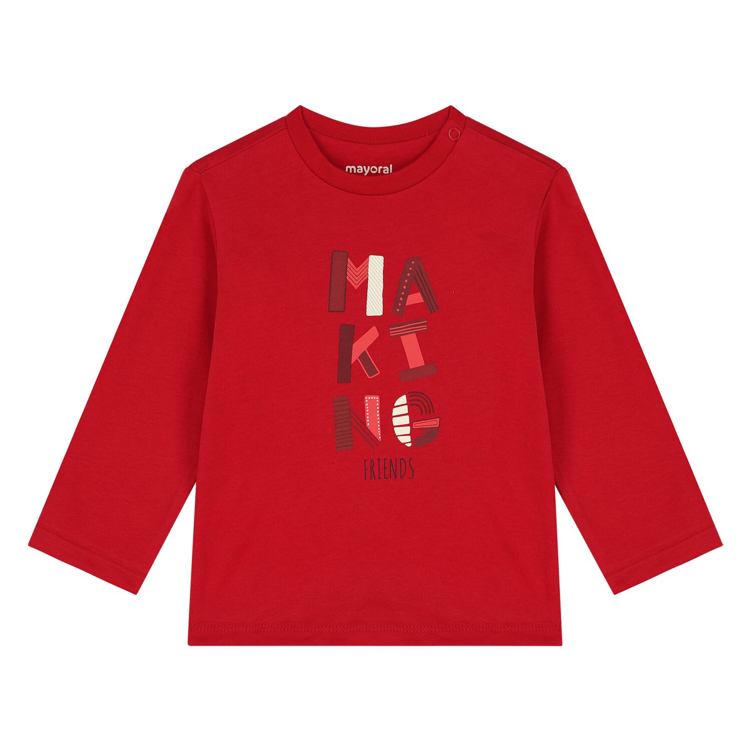 Younger Boys Red Slogan Long Sleeve Top, 2, hi-res
