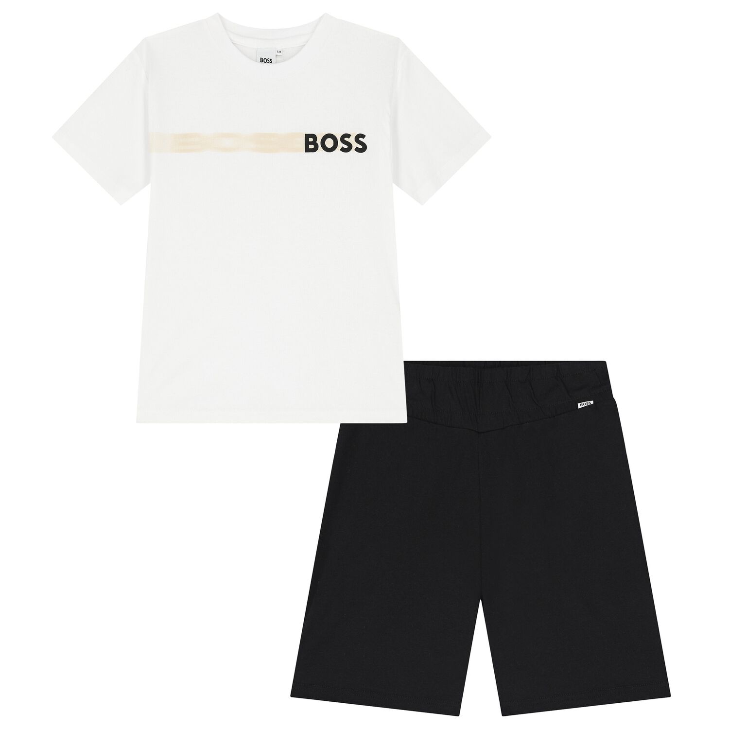 Boys White & Black Logo Shorts Set, 2, hi-res image number null