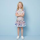 Girls Multi-Coloured Embroidered Floral Dress, 1, hi-res