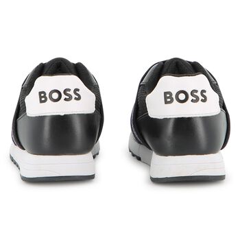 Boys Black Logo Trainers