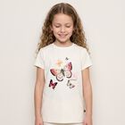 Girls Ivory Butterflies Logo T-Shirt, 1, hi-res