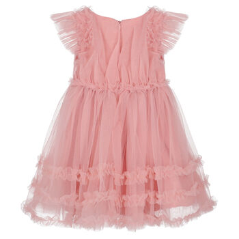 Girls Pink Ruffled Tulle Dress