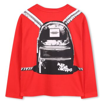 Boys Red Logo Backpack Long Sleeve Top