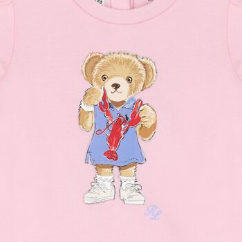 Baby Girls Pink Cotton Bear T-Shirt