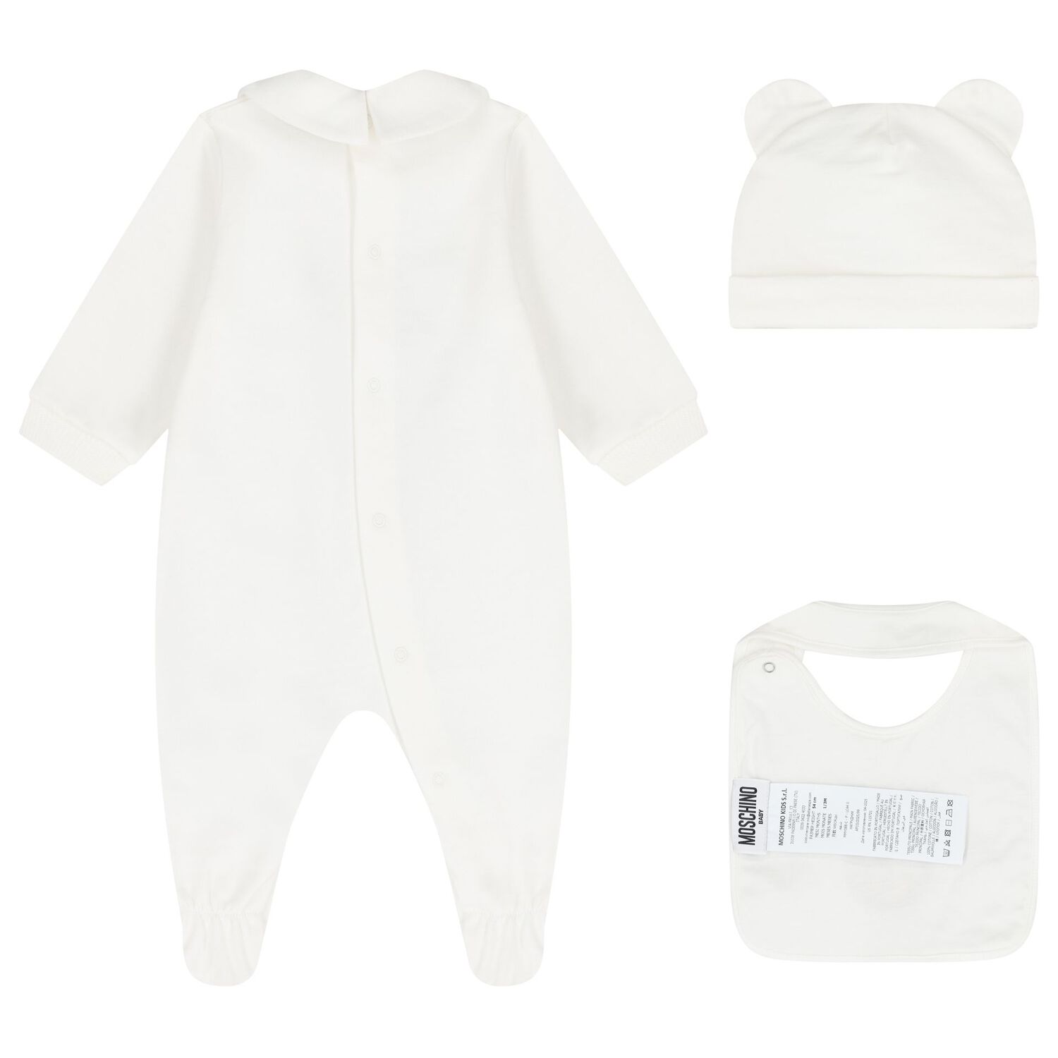 White Teddy Bear Logo Babygrow Gift Set, 1, hi-res