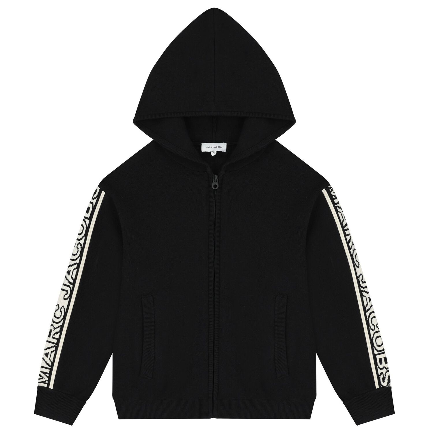 Black Logo Hooded Zip Up Top, 1, hi-res image number null