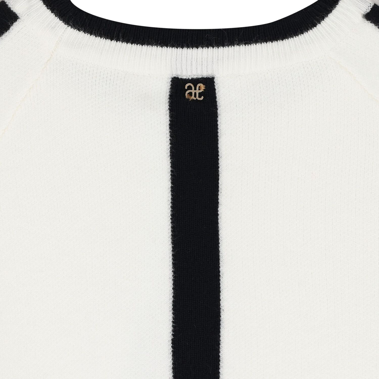 Girls Ivory & Black Knitted Dress, 1, hi-res