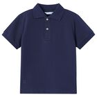 Boys Navy Cotton Polo Shirt, 4, hi-res