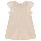 Girls Metallic Gold Dress, 1, hi-res