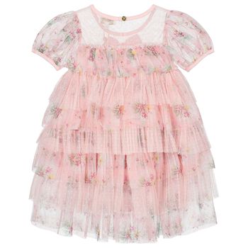 Girls Pink Pleated Tulle Dress