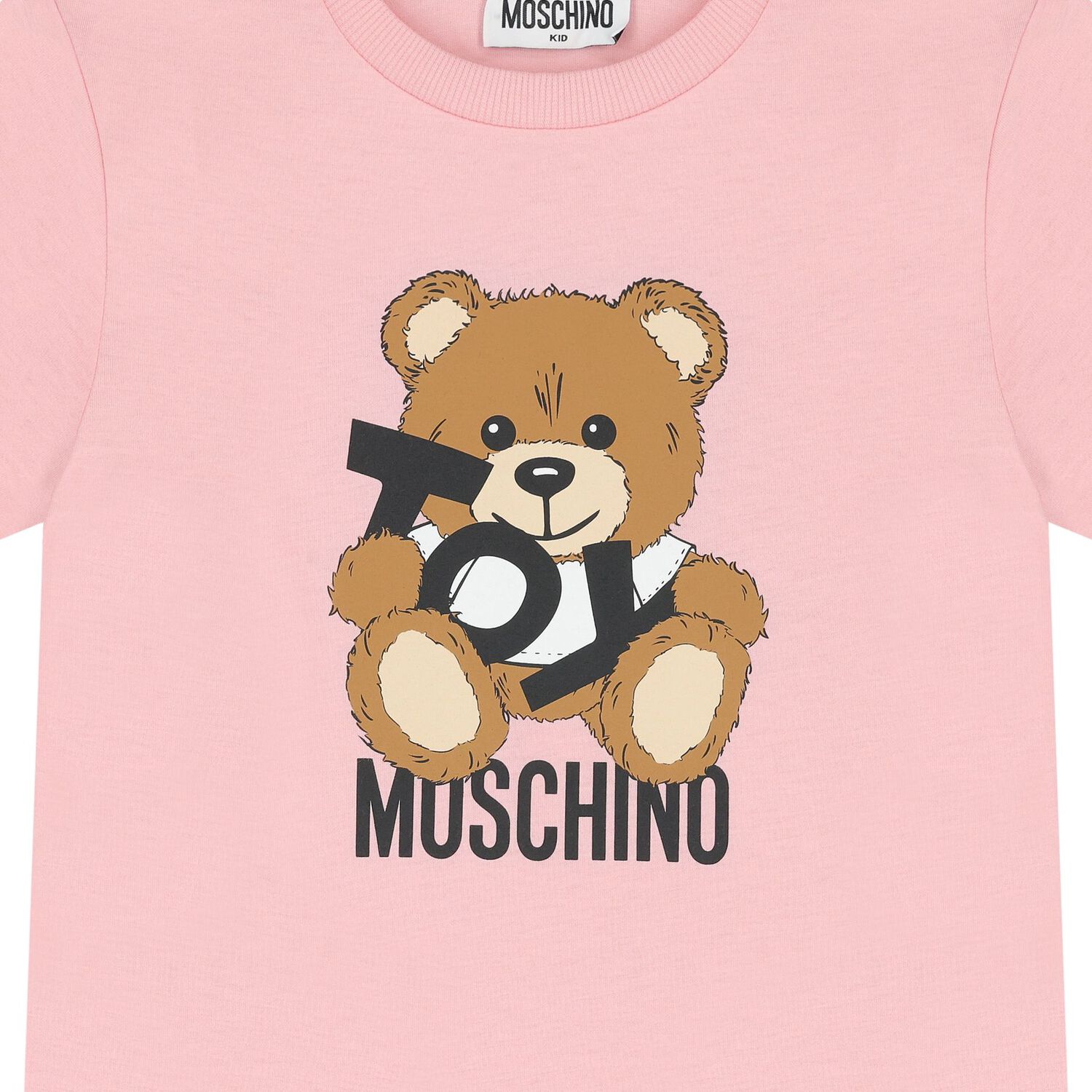 Girls Pink Teddy Bear Logo T-Shirt, 4, hi-res image number null