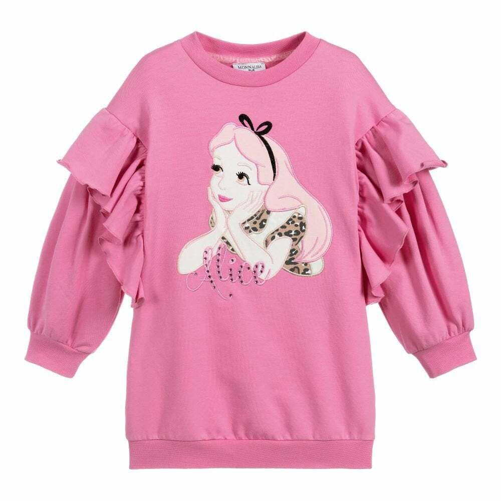 Monnalisa Girls Pink Alice In Wonderland Dress Junior Couture USA