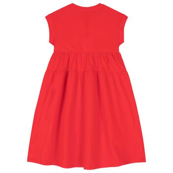 Girls Red Flower Logo Dress
