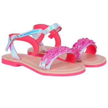 Girls Pink Iridescent Sandals