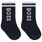 Younger Boys Blue, Navy & Grey Socks ( 3-Pack ), 2, hi-res