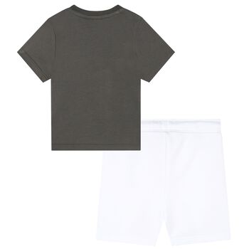 Younger Boys Grey & White Logo Shorts Set