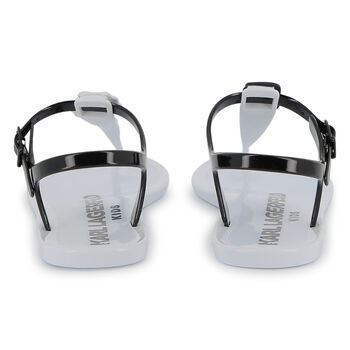 Girls White Karl & Choupette Jelly Sandals