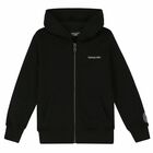 Boys Black Graphic Print Hooded Top, 1, hi-res