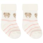 Baby Girls Ivory & Pink Socks ( 4 Pack ) , 1, hi-res