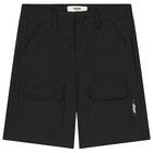 Boys Black Logo Shorts, 1, hi-res