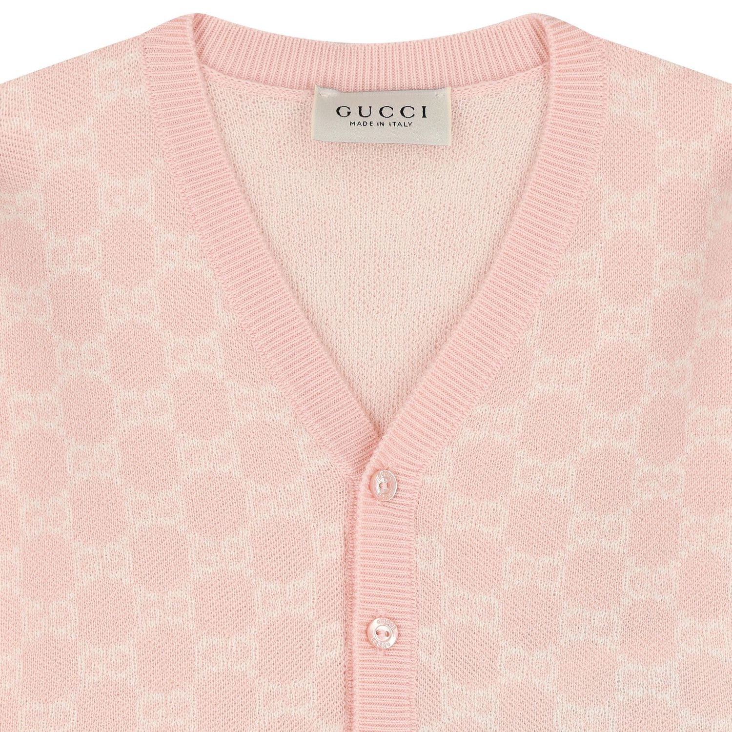 Baby Girls Pink Logo Jacquard Cardigan, 2, hi-res