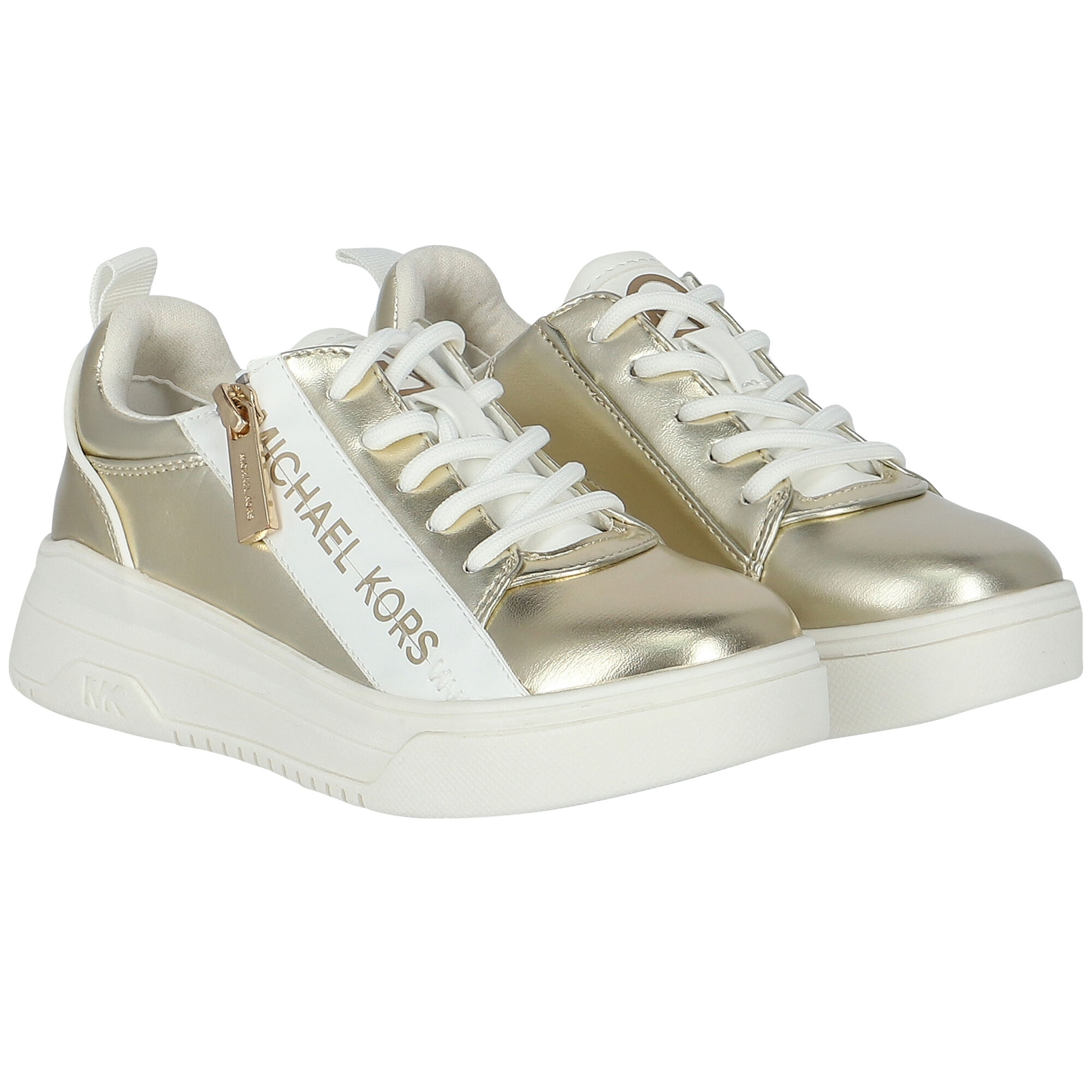 Michael kors white and gold trainers discount