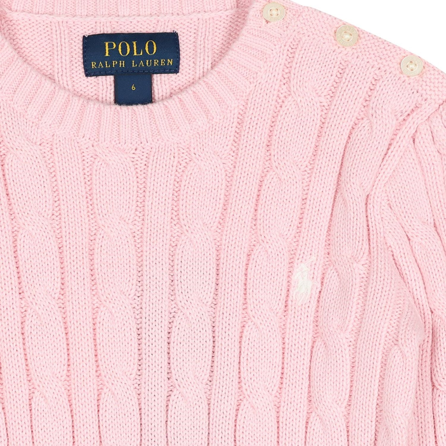 Girls Pink Logo Cable Knit Jumper, 1, hi-res