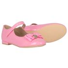 Girls Pink Bow Ballerina Shoes, 1, hi-res