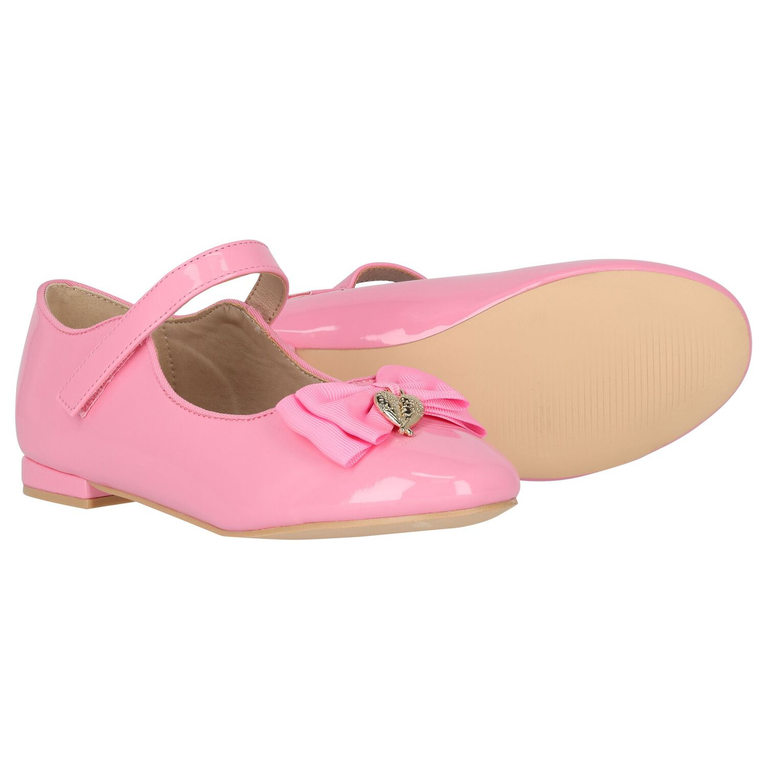 Girls Pink Bow Ballerina Shoes, 1, hi-res image number null